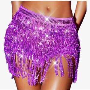 NWOT Zoestar Sequin Tie Skirt - One Size Fits All - Purple